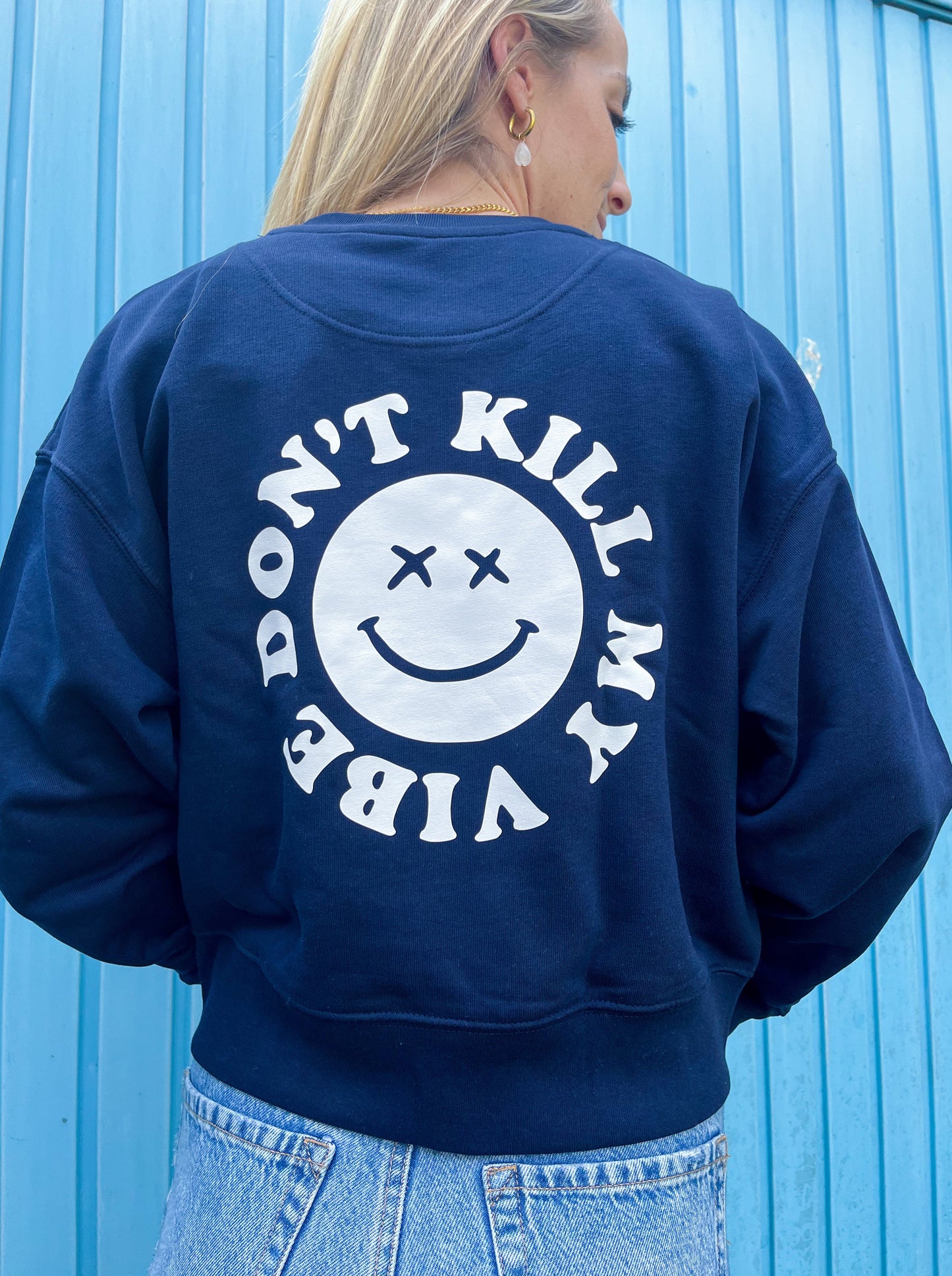 Damen Pullover "don’t kill my vibe" (weisser Print)