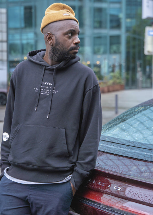 Unisex relaxed Hoodie "coffee" (weisser Print)