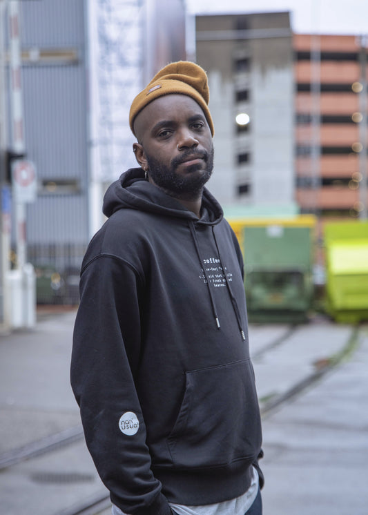 Unisex relaxed Hoodie "coffee" (weisser Print)