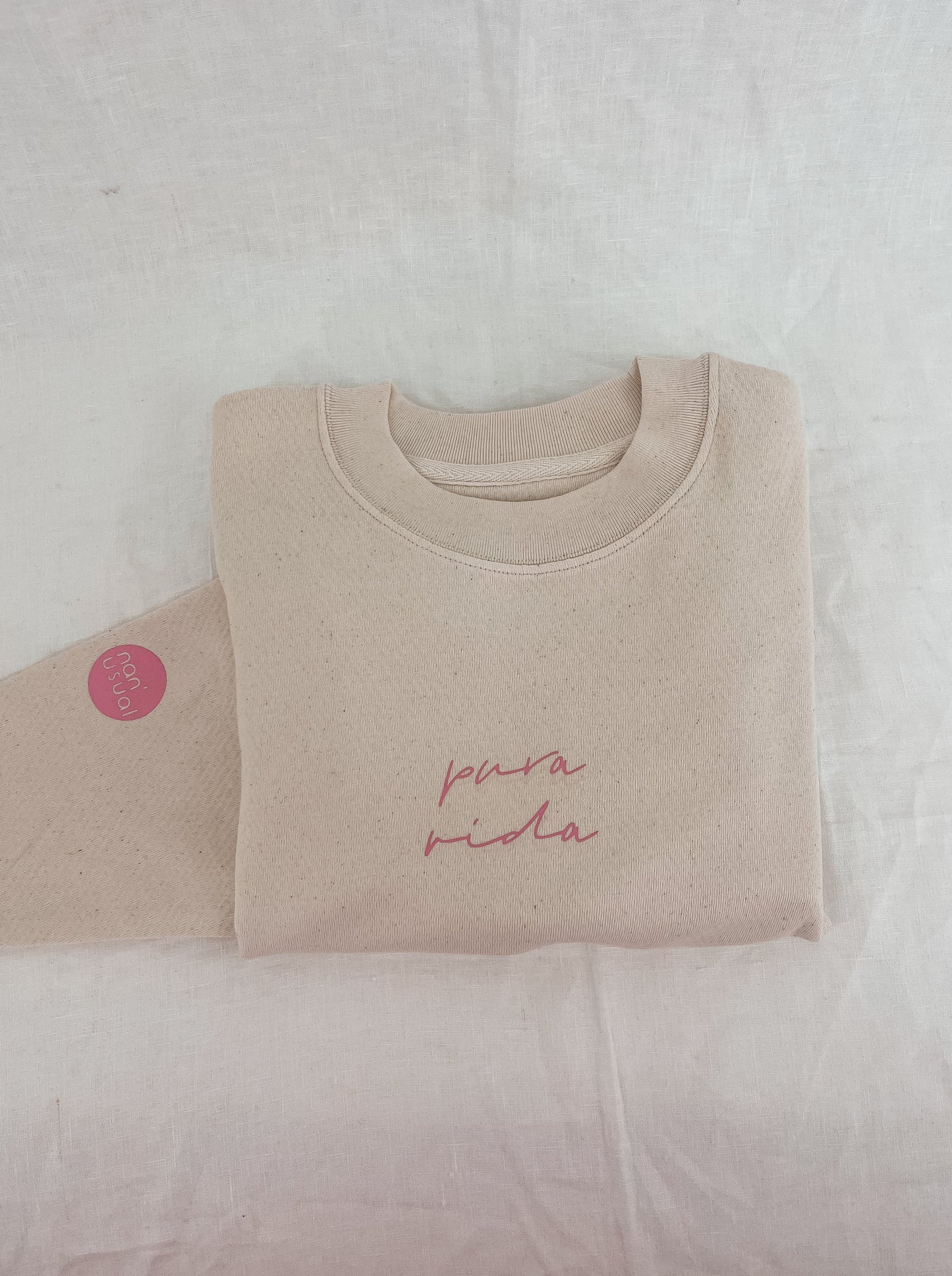 Damen Pullover "pura vida" (beiger Print)