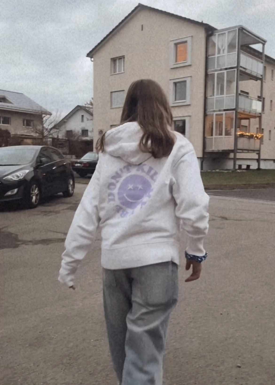 Unisex relaxed Hoodie "don’t kill my vibe" (Lila Print)