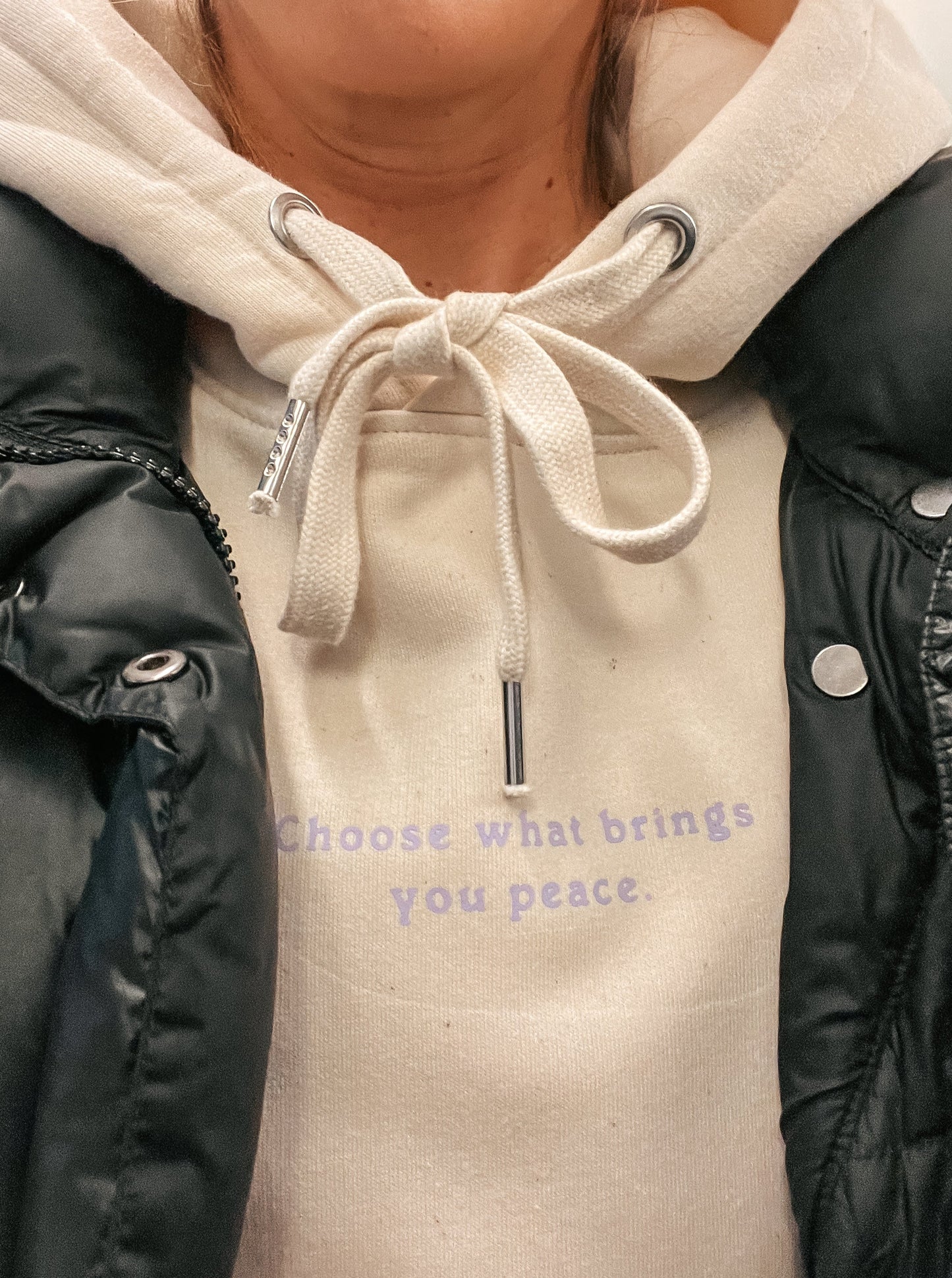 Unisex relaxed Hoodie "choose what brings you peace." he