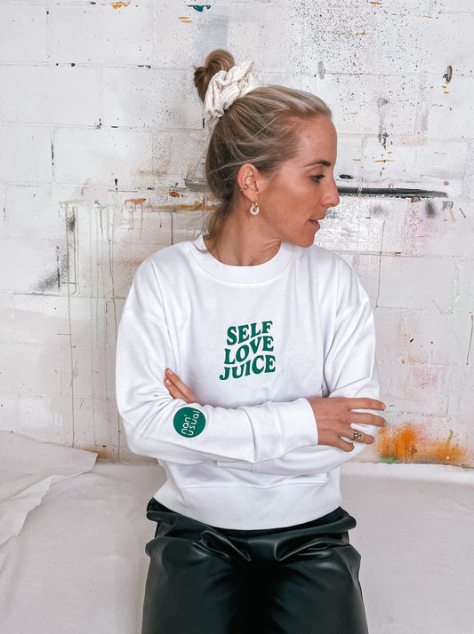 Damen Pullover "self love juice" (grüner Print)