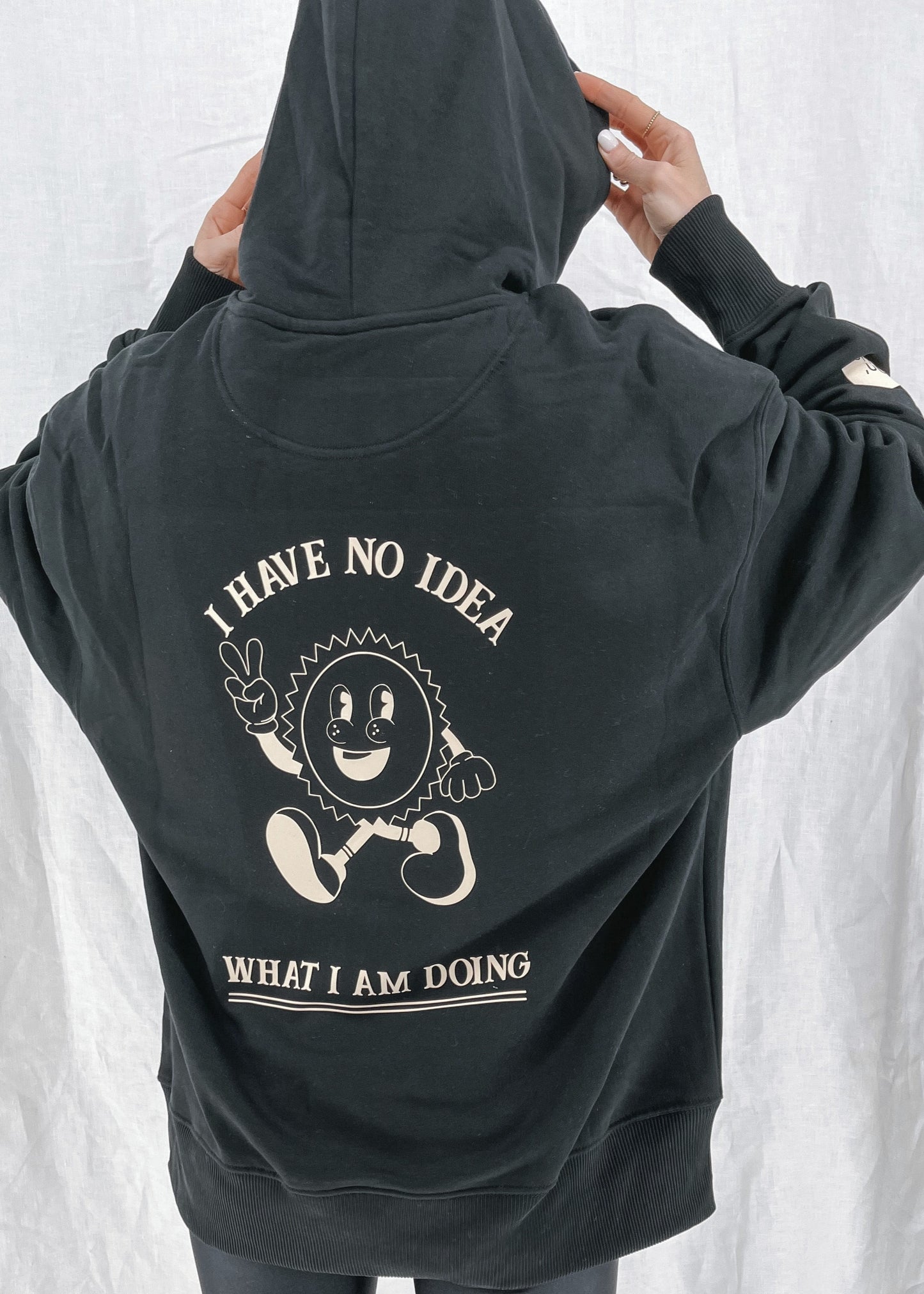 Unisex relaxed Hoodie "I have no Idea" (beiger Print)