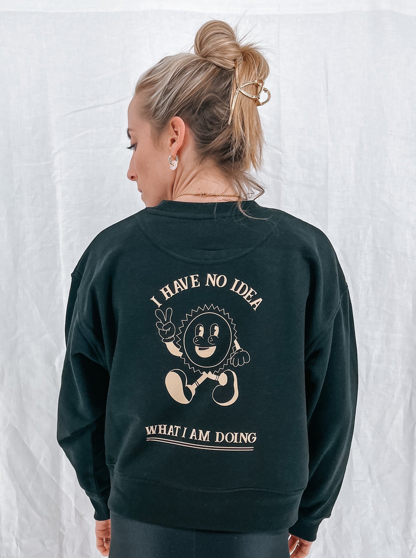 Damen Pullover "I have no idea" (beiger Print)