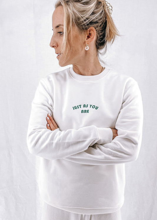 Unisex Pullover "just as you are" (grüner Print)
