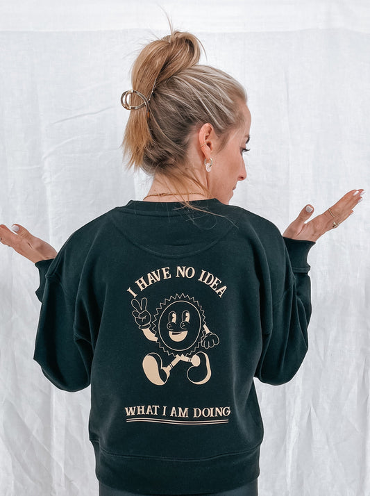 Damen Pullover "I have no idea" (beiger Print)