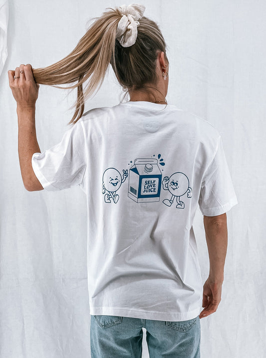 Unisex Relaxed T-Shirt “self love juice” (Print ist Blau)