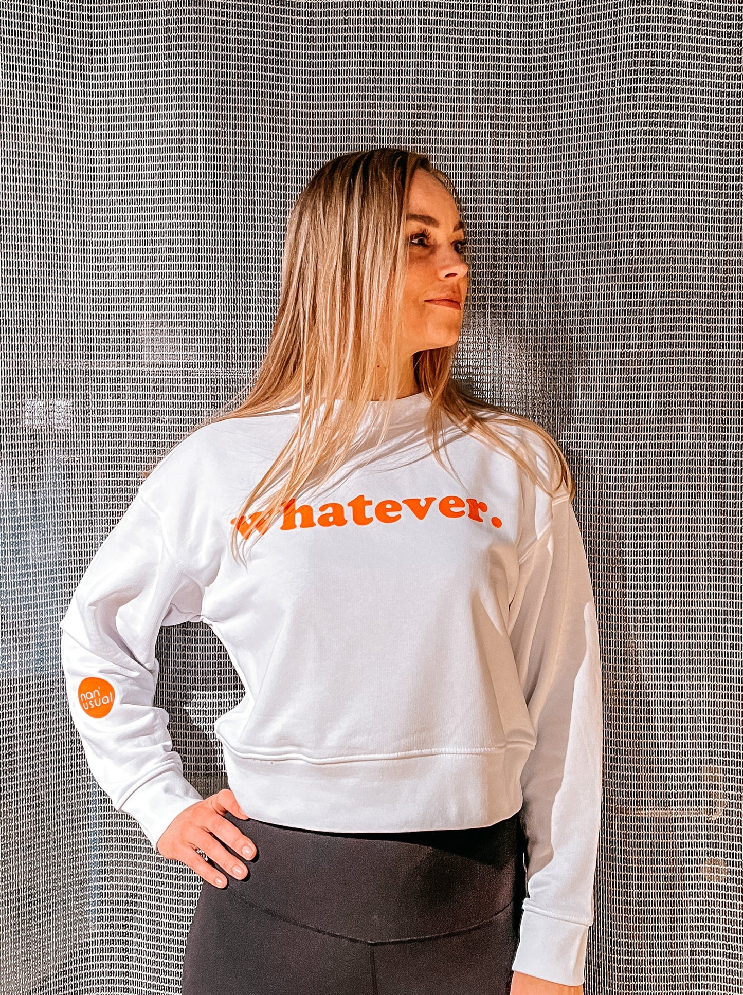 Damen Pullover "whatever" (oranger Print)