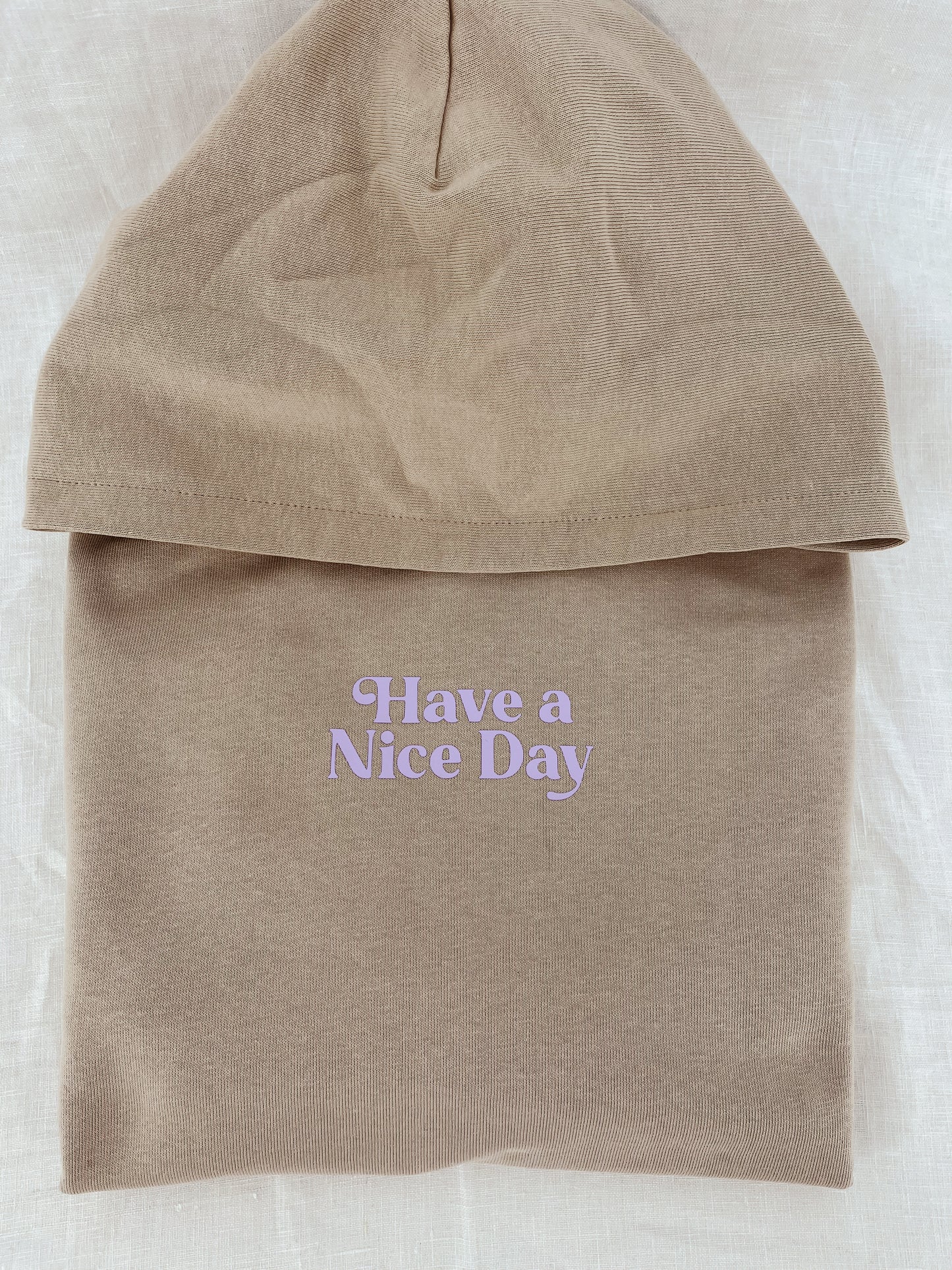 Unisex oversize Hoodie "Have a Nice Day" (Lila Print)