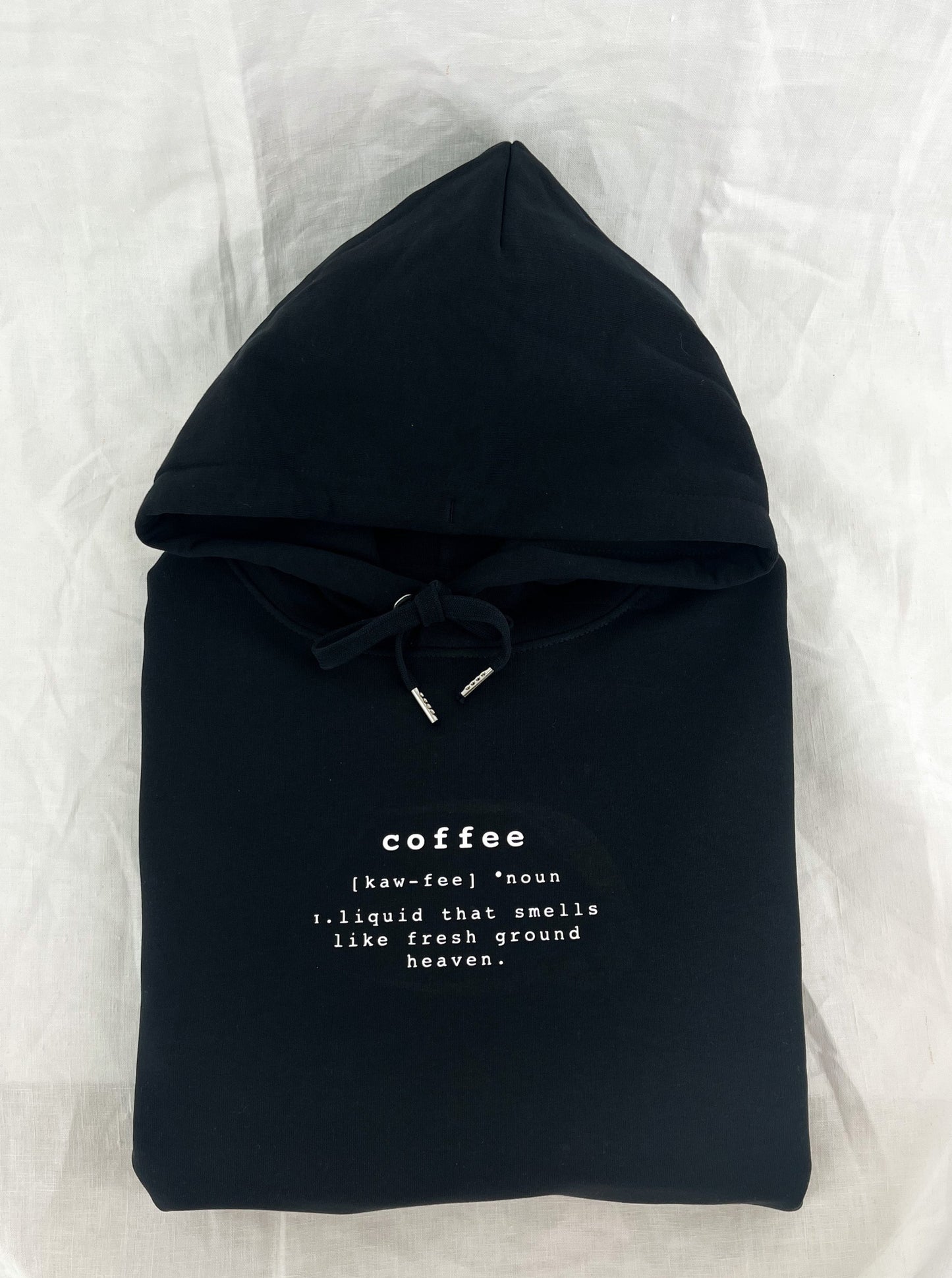Unisex relaxed Hoodie "coffee" (weisser Print)