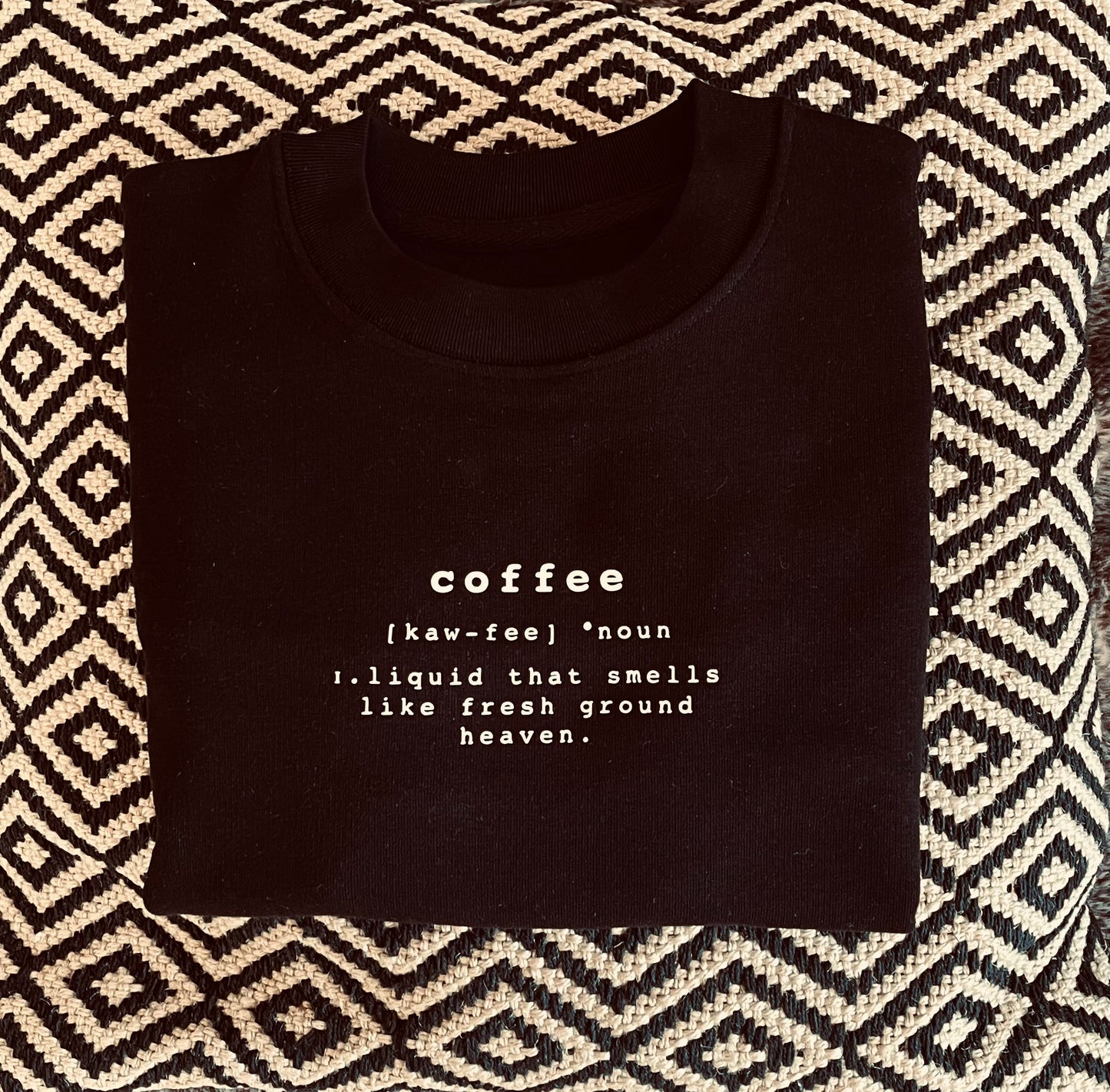 Damen Pullover “coffee" (beiger Print)