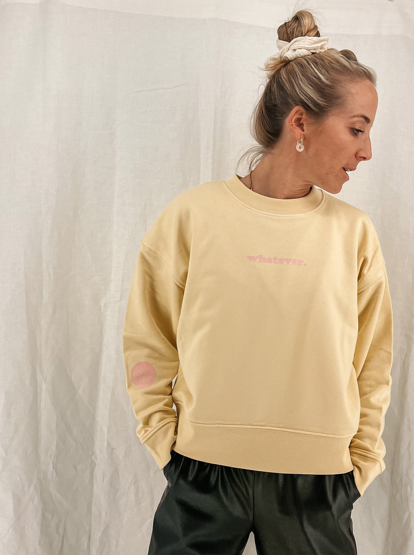 Damen Pullover "whatever." (rosa Print)