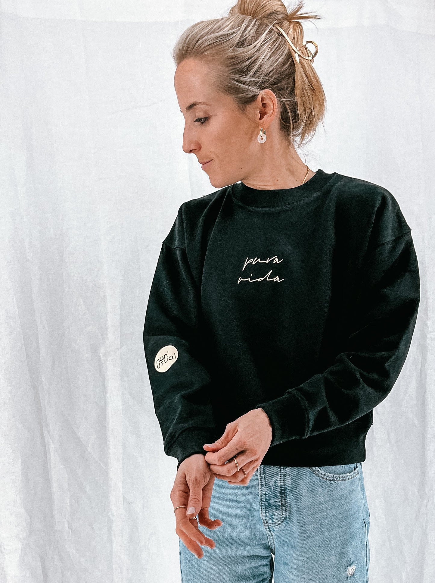 Damen Pullover "pura vida" (beiger Print)