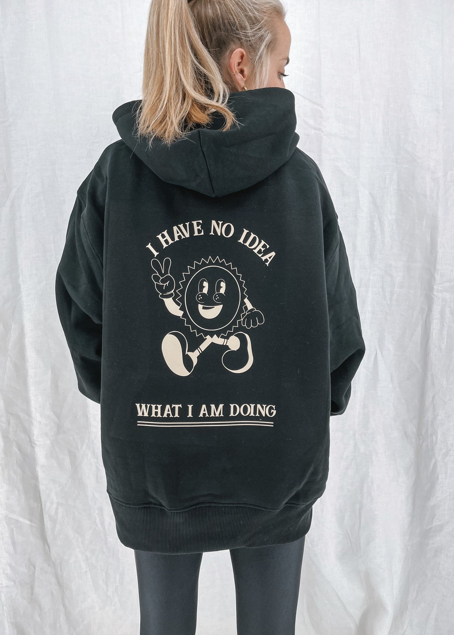 Unisex relaxed Hoodie "I have no Idea" (beiger Print)