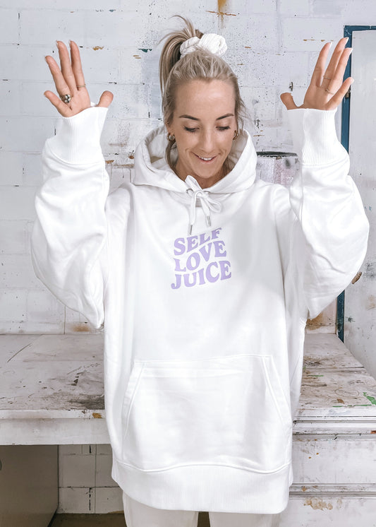 Unisex relaxed Hoodie "Self love juice" (Lila Print)