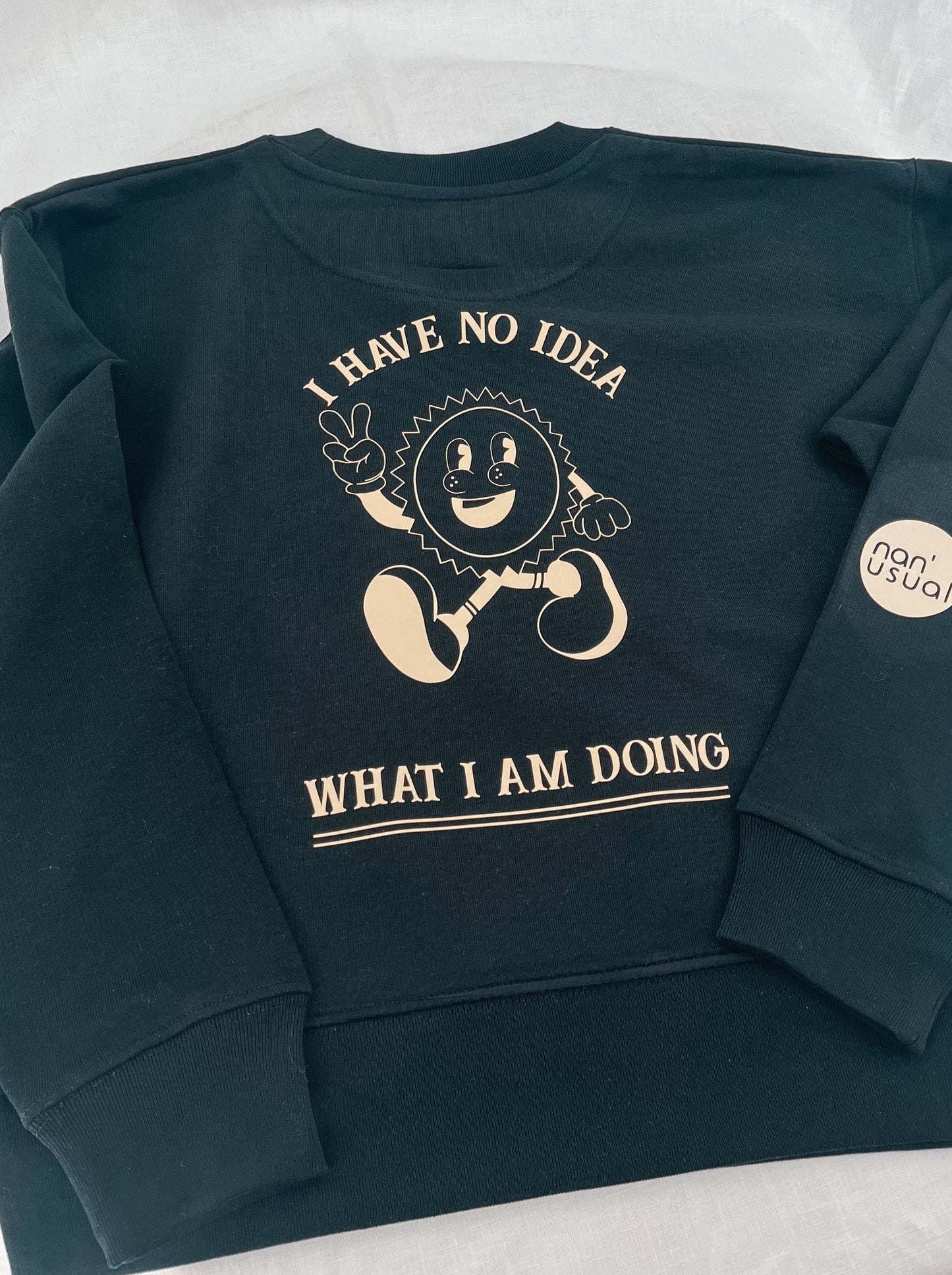 Damen Pullover "I have no idea" (beiger Print)