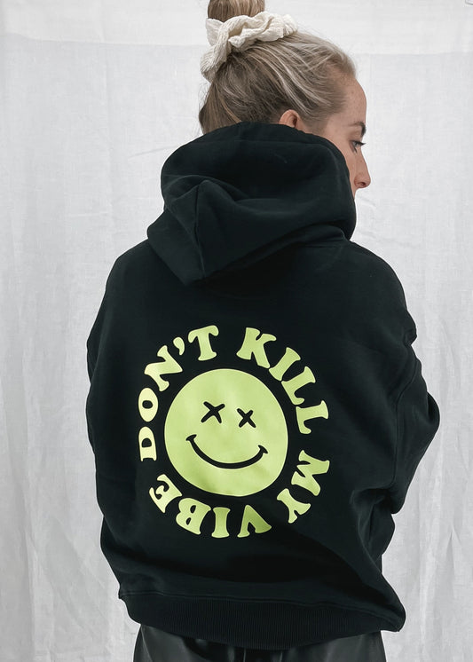 Unisex relaxed Hoodie "don‘t kill my vibe" (leuchtgelber Print)