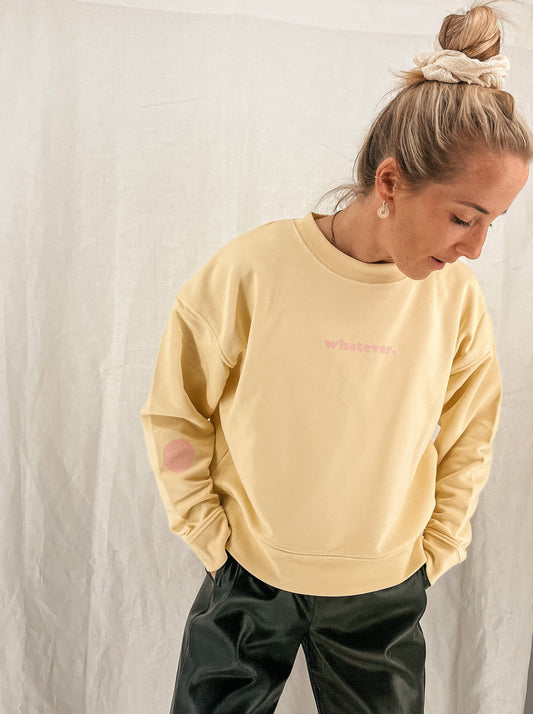 Damen Pullover "whatever." (rosa Print)