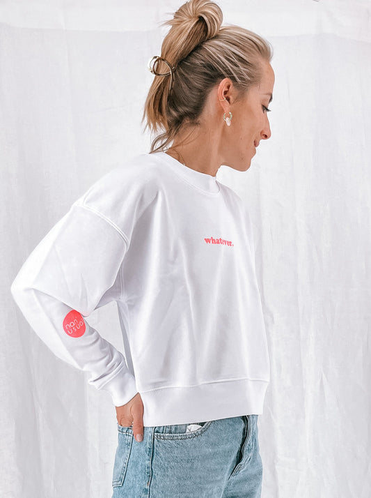 Damen Pullover "whatever" (leuchtpinker Print)