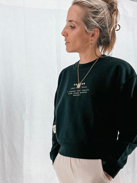 Damen Pullover “coffee" (beiger Print)