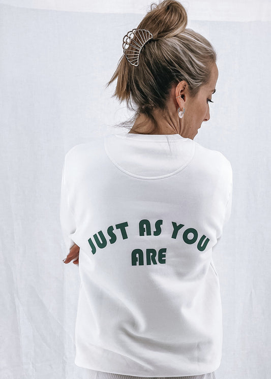 Unisex Pullover "just as you are" (grüner Print)