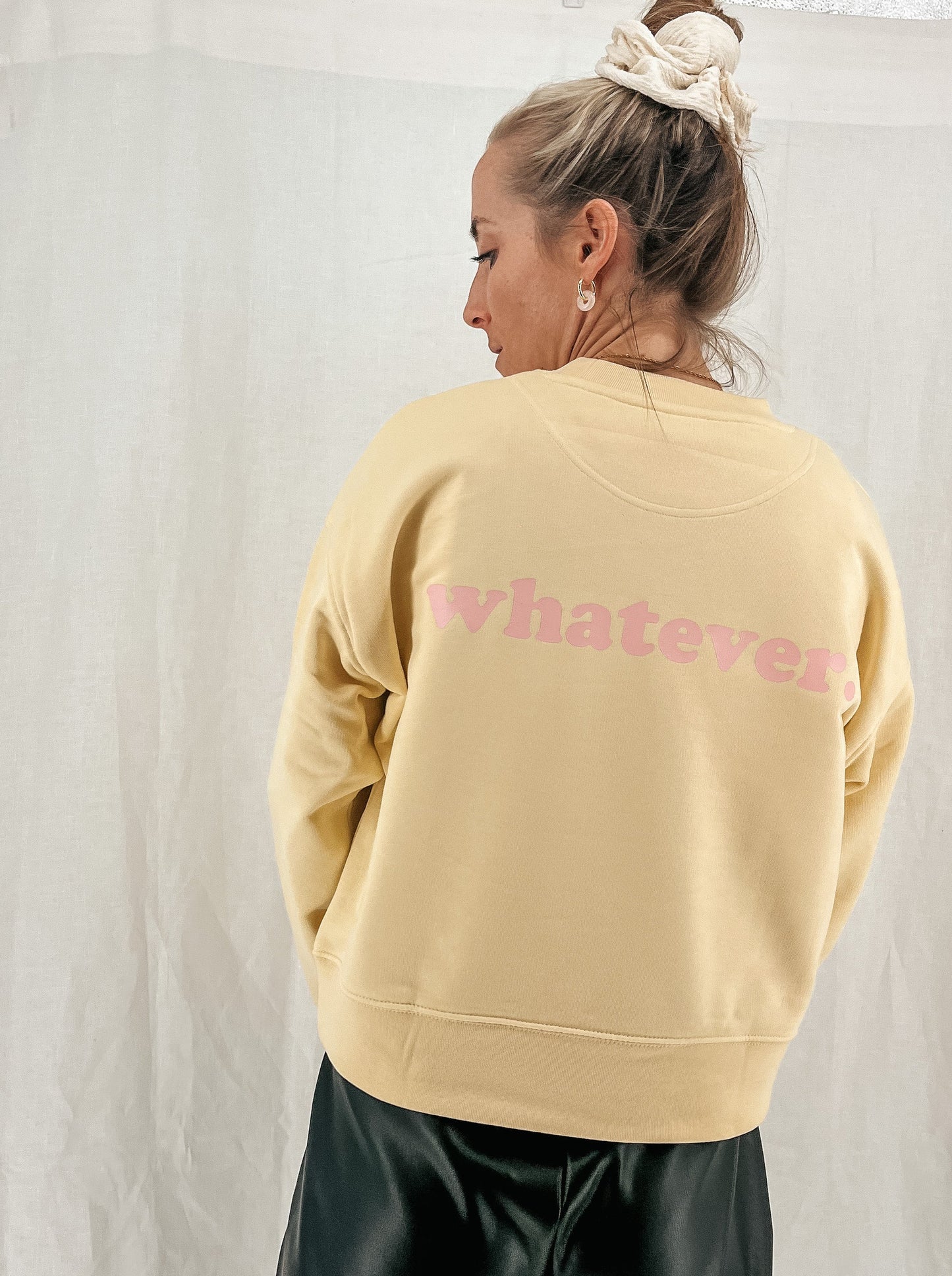 Damen Pullover "whatever." (rosa Print)