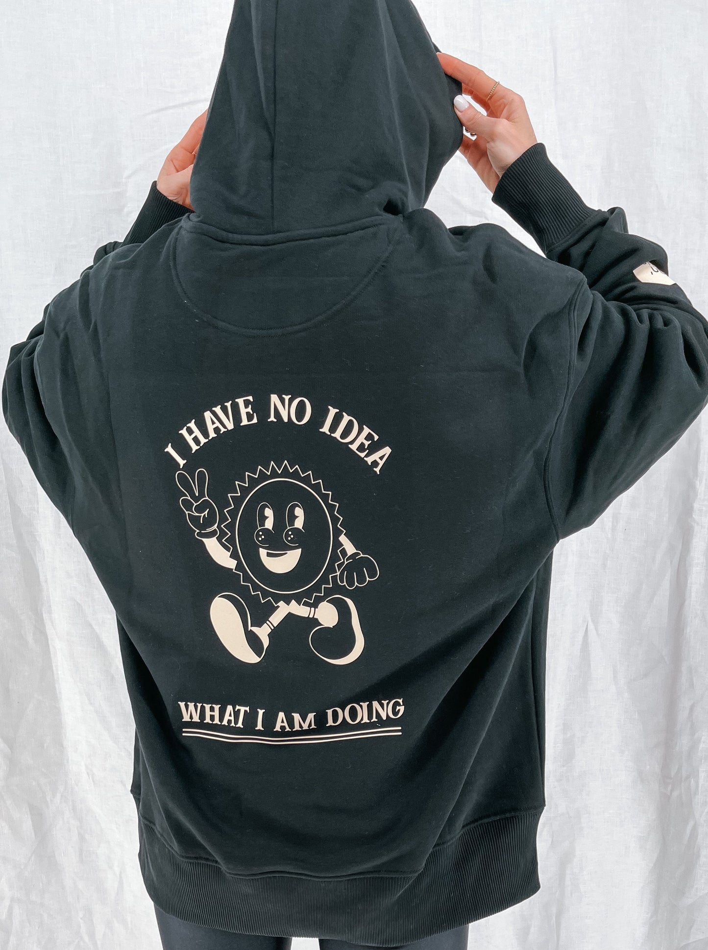 Unisex relaxed Hoodie "I have no Idea" (beiger Print)