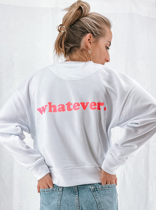 Damen Pullover "whatever" (leuchtpinker Print)