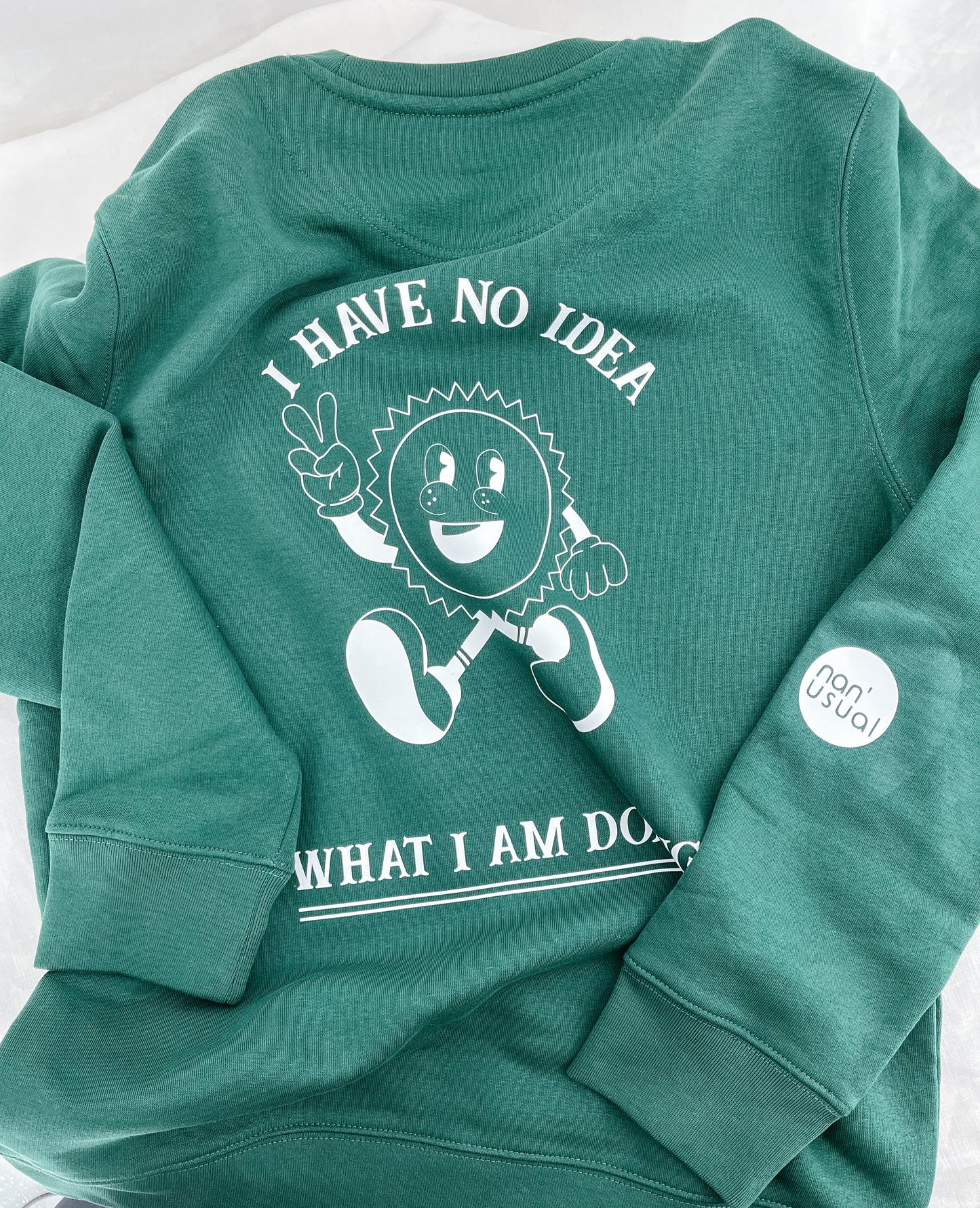 Unisex Pullover "I have no Idea" (weisser Print)