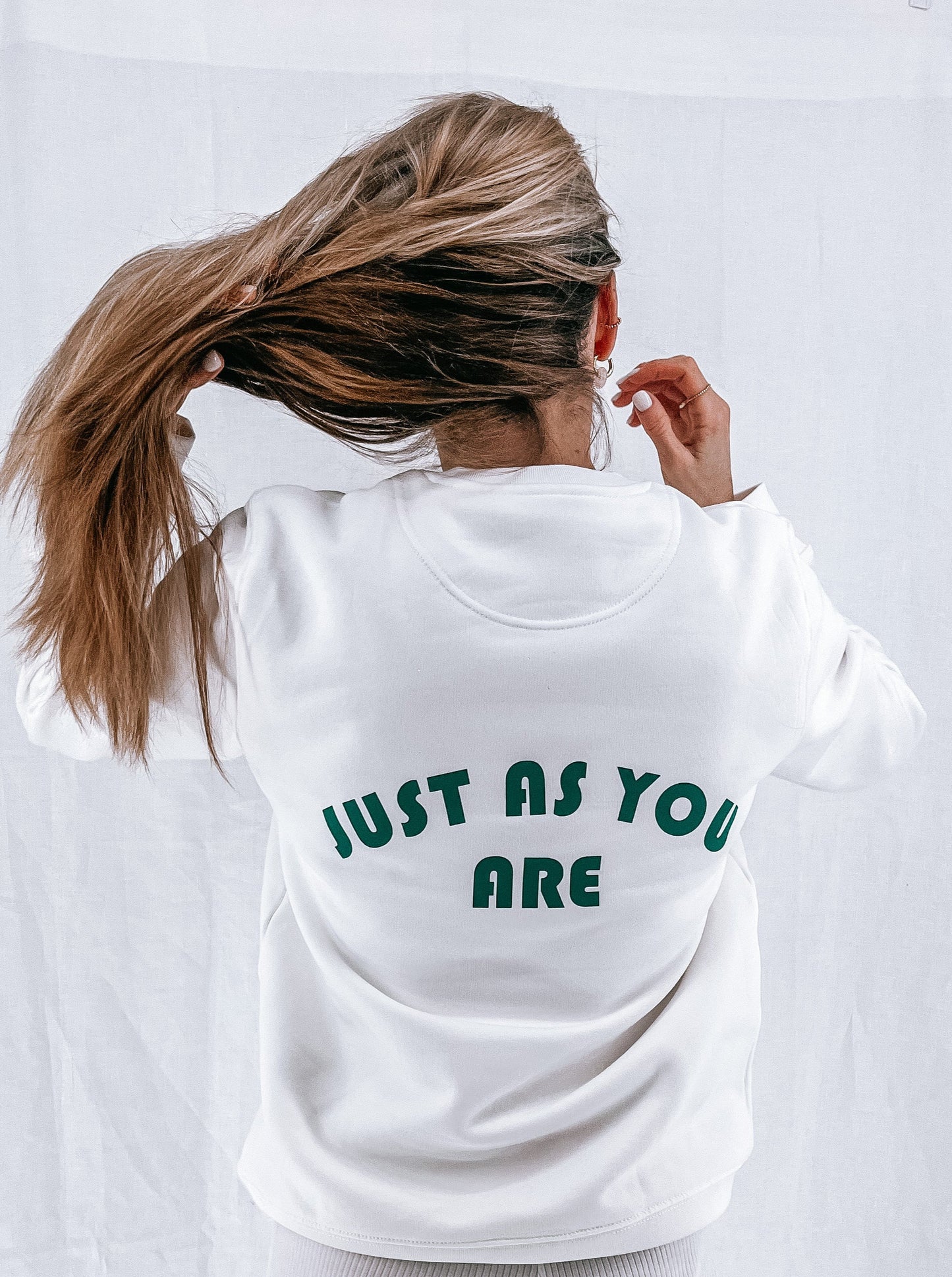 Unisex Pullover "just as you are" (grüner Print)