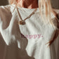 Unisex Relaxed T-Shirt “happy.” (Print ist Lila)