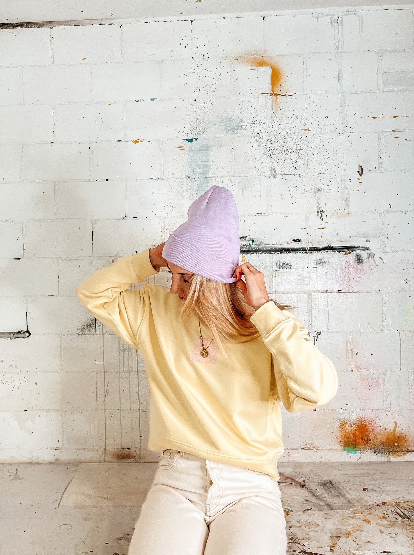Damen Pullover "self love juice" (rosa Print)