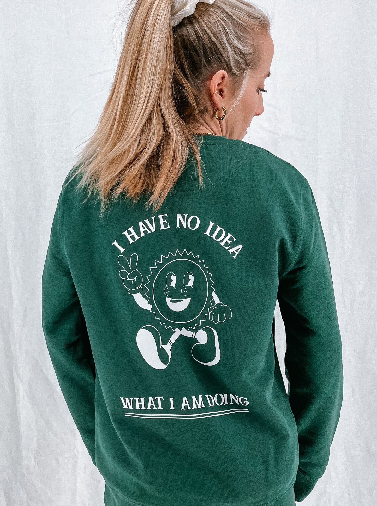 Unisex Pullover "I have no Idea" (weisser Print)